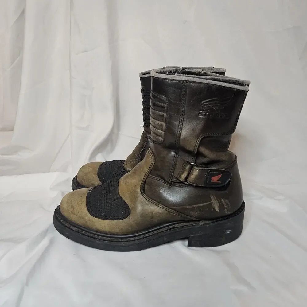 RED WING LEATHER EMBROIDERED MOTORCYCLE BOOTS WOMEN 8